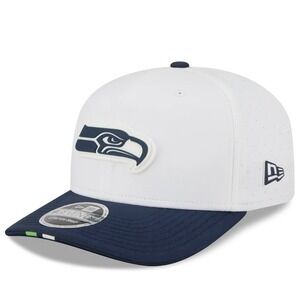 New Era Mens White/Navy Seattle Seahawks 2025 NFL Training Camp 9SEVENTY Hat NWT